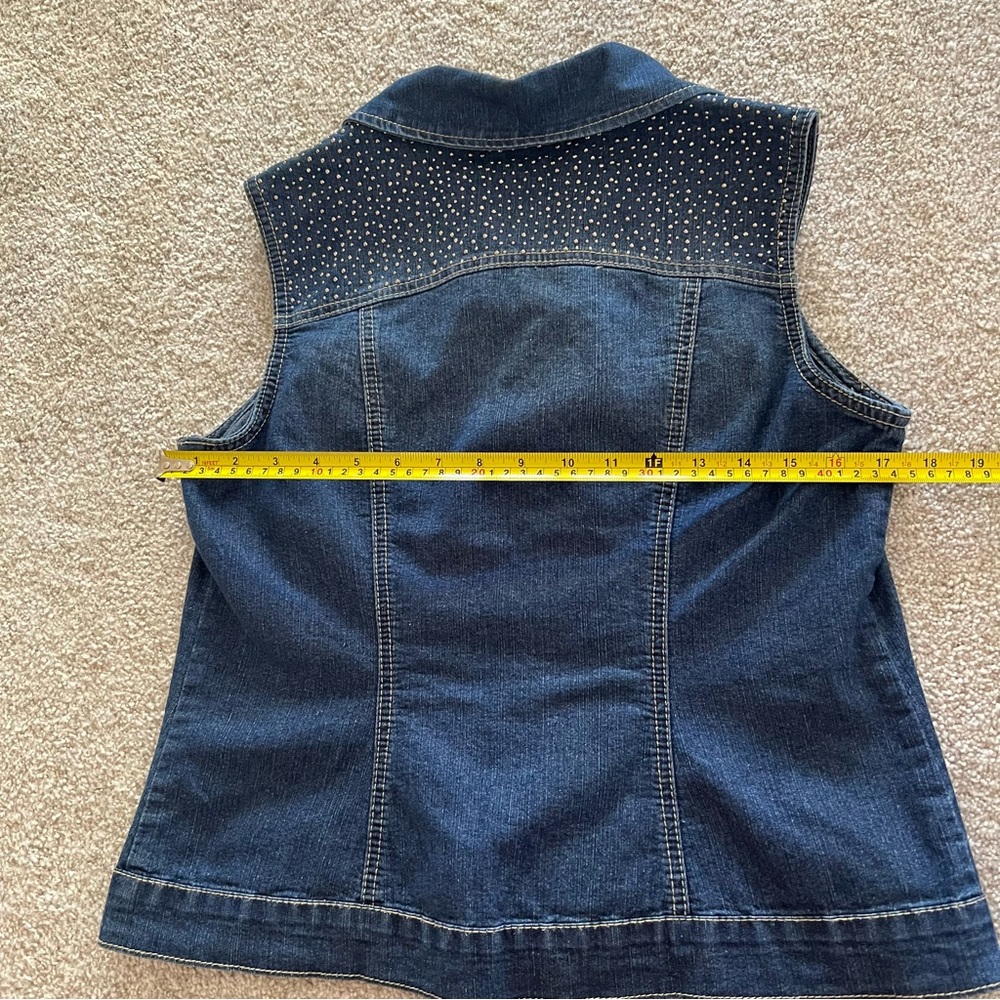 Baccini Cotton Sleeveless Denim Vest w Rhinestone Accent Medium NWOT - Picture 12 of 12